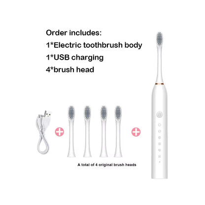 Electric Ultrasonic Toothbrush Six Speed Mode Home Soft Hair USB Charging Waterproof Adult Tooth Cleaner Automatic Couple Set