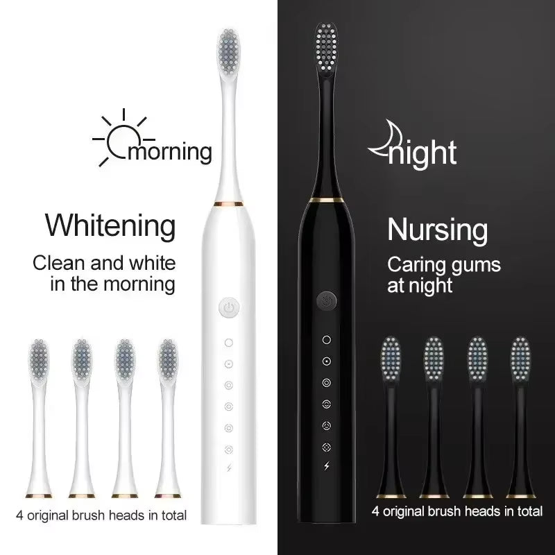 Electric Ultrasonic Toothbrush Six Speed Mode Home Soft Hair USB Charging Waterproof Adult Tooth Cleaner Automatic Couple Set