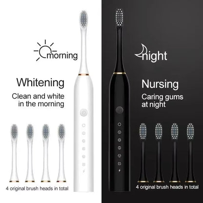 Electric Ultrasonic Toothbrush Six Speed Mode Home Soft Hair USB Charging Waterproof Adult Tooth Cleaner Automatic Couple Set